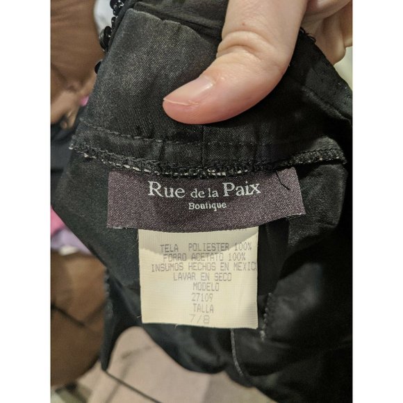 Rue de la Paix Vintage Black Beaded Chiffon 7/8 - Picture 2 of 5